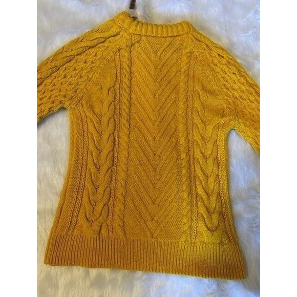 Zara Sweater Womens Size Small Cable Fisherman Chunky Knit Pullover Mustard GUC - Picture 8 of 9